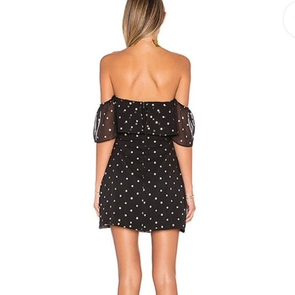LOVERS + FRIENDS” Lush Polka Dot Off the Shoulder Mini Dress - Picture 2 of 14